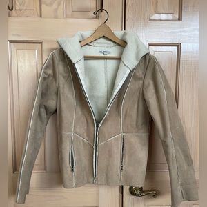 Vintage Ambition Suede Feel Sherpa-lined Hooded Jacket Size M